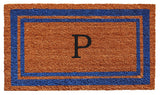Blue Border 18"x30" Monogram Doormat, Letter P