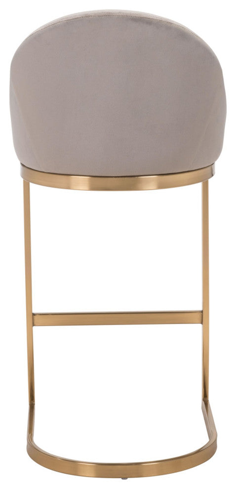 Bar Stool Chair Barstool, Faux Vinyl Leather, Steel, Gray, Gold, Cafe