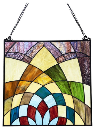 Chloe Lighting Kaleidoscope Geometric-Style Stained Glass Window Panel 16" Tall