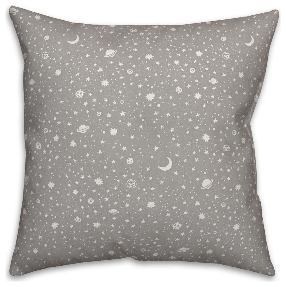 Monogram W Space Doodle 16x16 Spun Poly Pillow