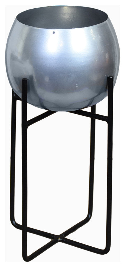 Handmade 100% Iron Round Modern Planters Pot, Silver