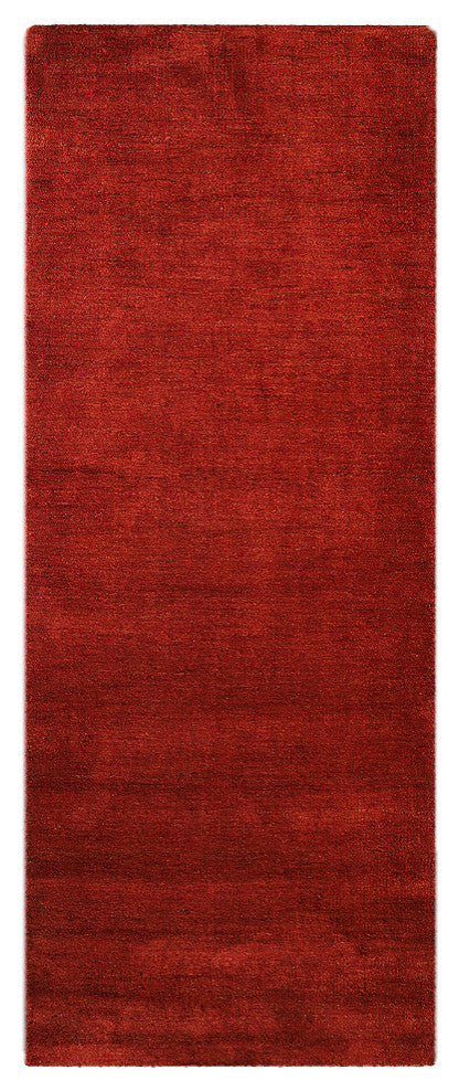 Hand Knotted Loom Silk Area Rug Solid Light Red