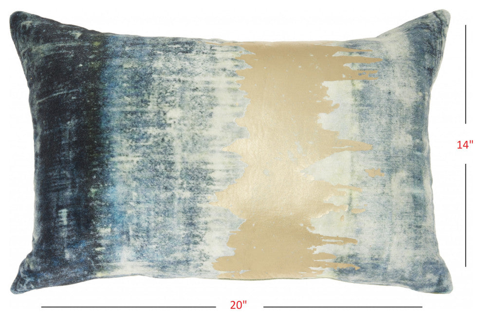 Glamorous Teal Lumbar Pillow With Metallic Gold Accents