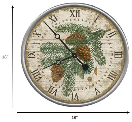 18" Vintage Douglas Fir Pine Sprig Wall Clock