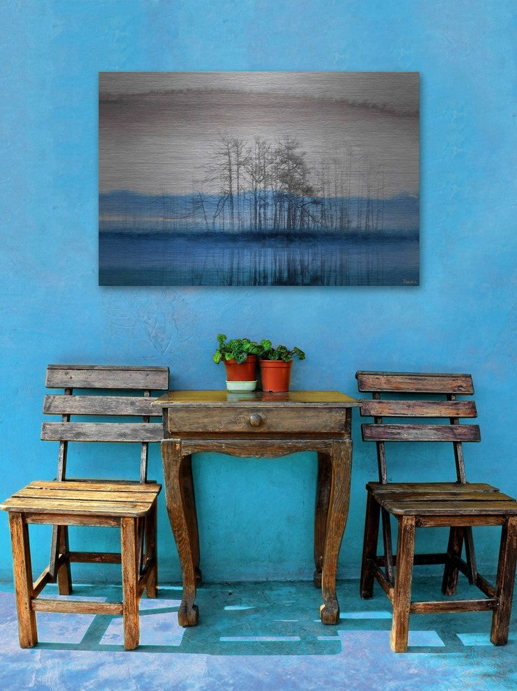 "Blue Lake Horizon" Painting Print on Brushed Aluminum, 60"x40"