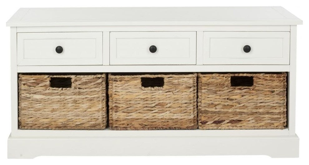 Safavieh Damien 3-Drawer Storage Bench, Distressed Cream