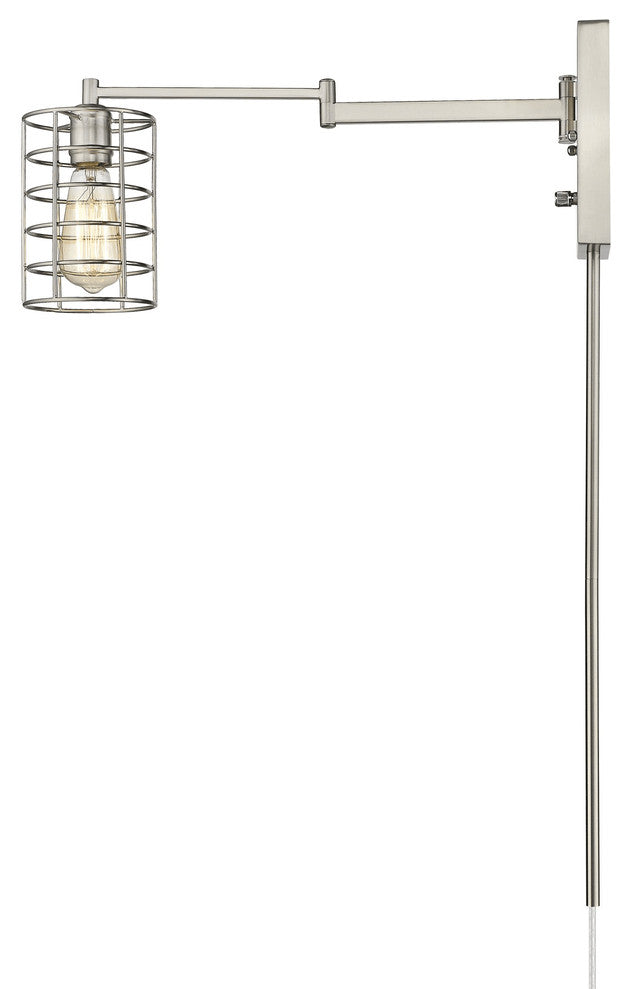 Industrial Silver Metal Wall Sconce