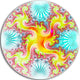 Glowing Golden Fractal Flower, Abstract Round Wall Art, 23"