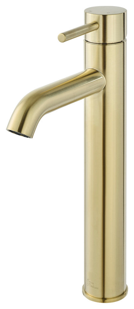 Ivy Single Hole Single Handle High Arc Bathroom Faucet, Brushed Gold