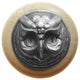 Wise Owl Wood Knob, Antique Brass, Natural Wood Finish, Antique Pewter
