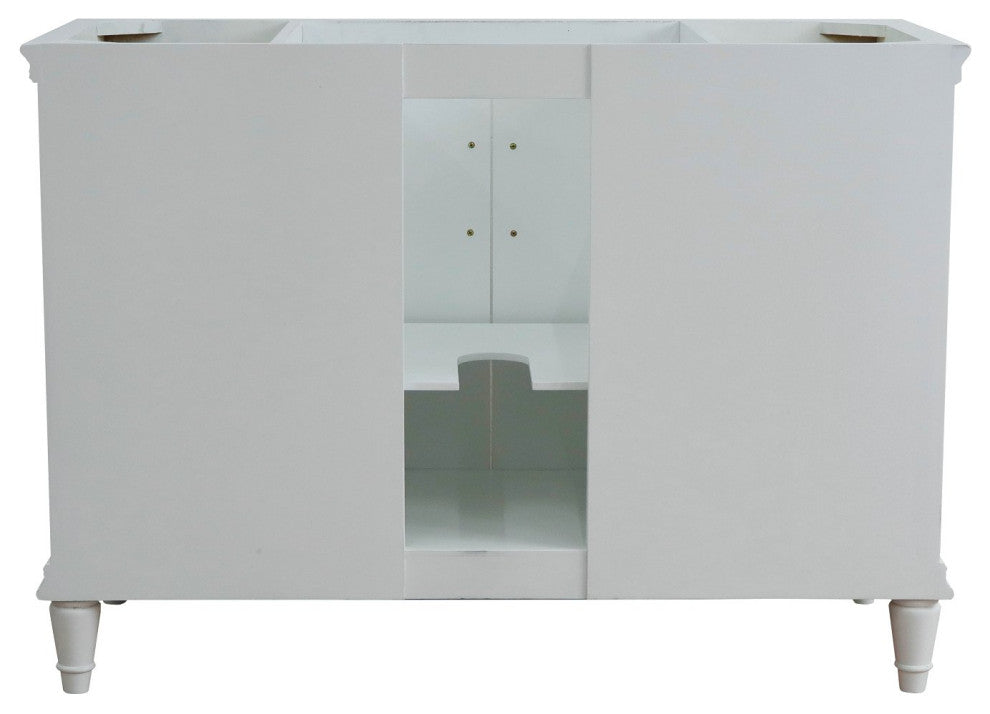 49" Single Sink Vanity, White Finish With Gray Granite and Rectangle Sink