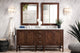 Addison 72" Double Vanity Cabinet, Mid Century Acacia, Ethereal Noctis, Three-Hole