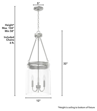 Hunter Devon Park Brushed Nickel 3 Light Pendant Ceiling Light