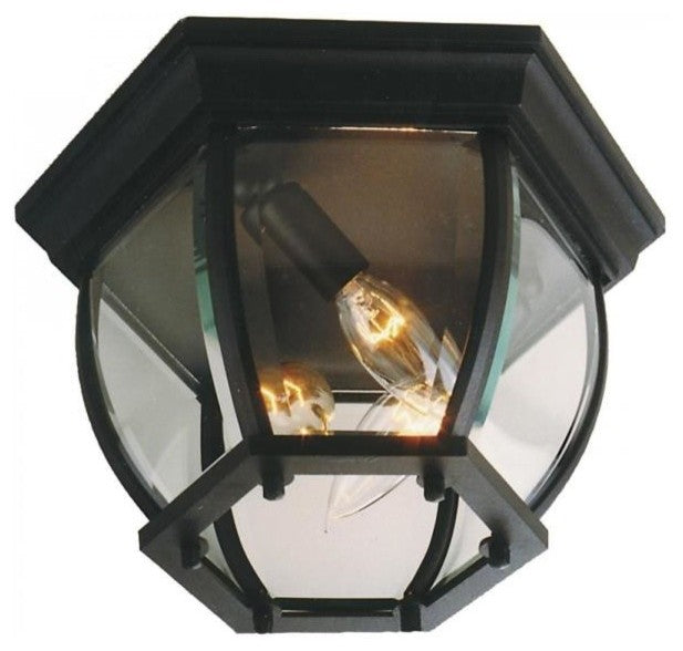 Bent Glass 3 Light Outdoor Ceiling Light, Textured Black
