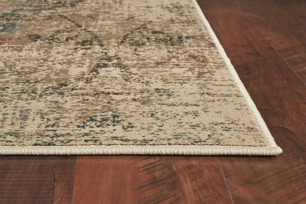 HomeRoots 8'x11' Champagne Beige Machine Woven Damask Indoor Area Rug