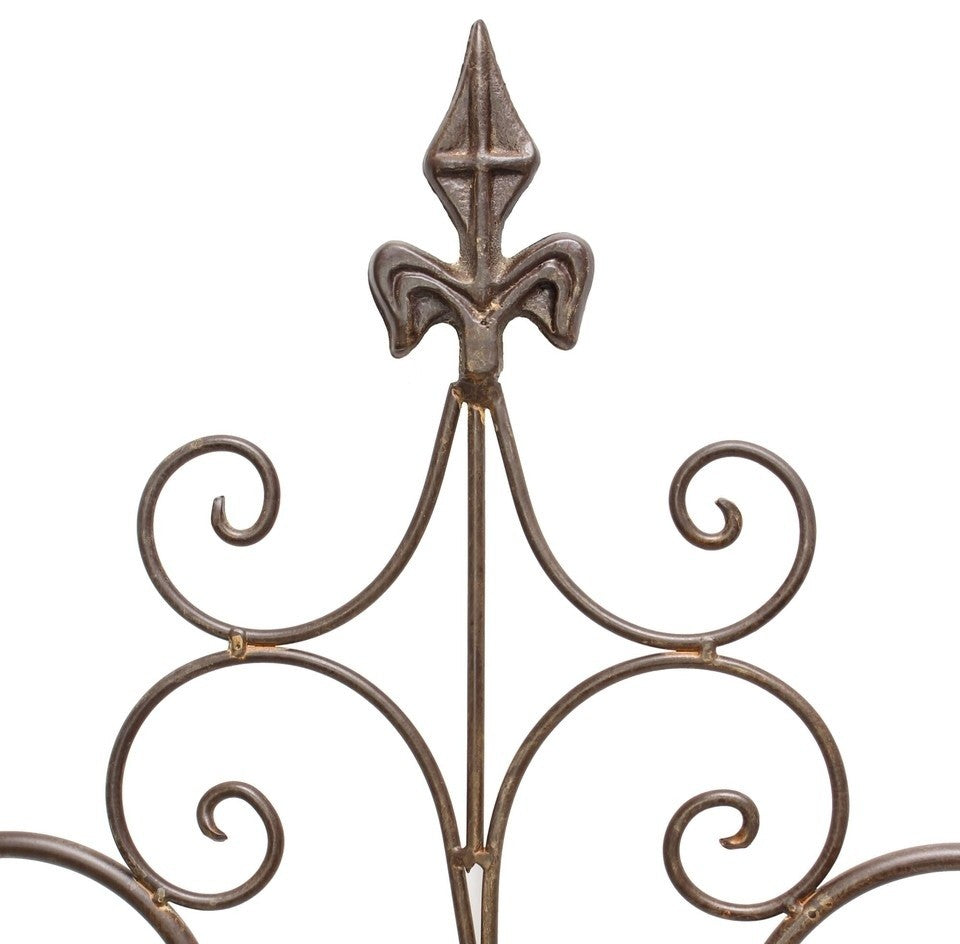 14"x46" Decorative Metal Trellis Garden Stake With Scroll Accent