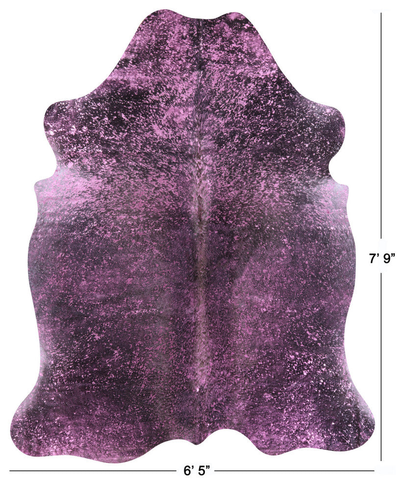 7' 9" X 6' 5" Pink Metallic Cowhide Rug C2156