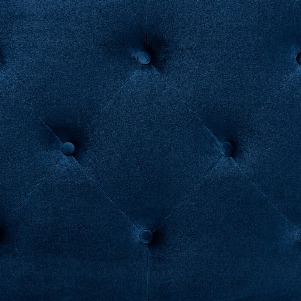 Carter Modern Velvet Fabric Upholstered Headboard Full, Navy Blue