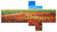 Acrylic Landscape with Red Flowers, Large Floral Wall Art, 60"x32", 5 panels