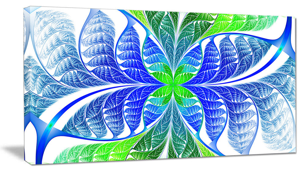 Green Blue Fractal Glass Texture, Abstract Canvas Art Print, 40x20