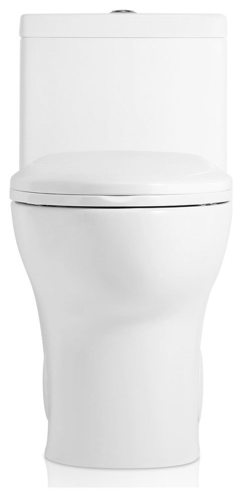Sinber 28" One Piece Bathroom Toilet with Cotton White Finish and and Dual Flush
