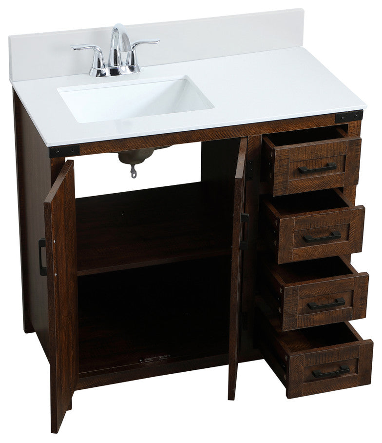Home Living 36" Single Bathroom Vanity, Espresso With Backsplash