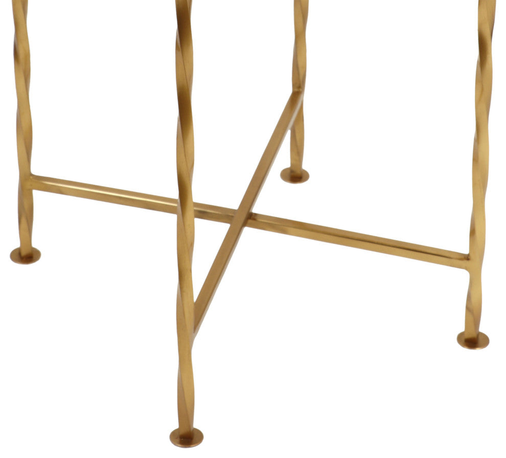 Hannah Vintage Style Handcrafted Iron Tray Top Side Table, Gold