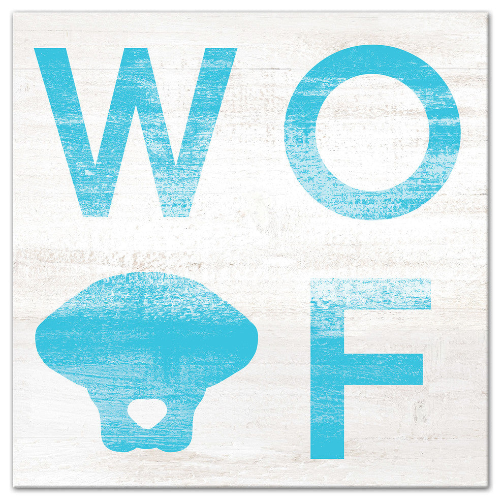 Designs Direct Creative Group Woof Distressed Blue 36x36 Canvas Wall Art