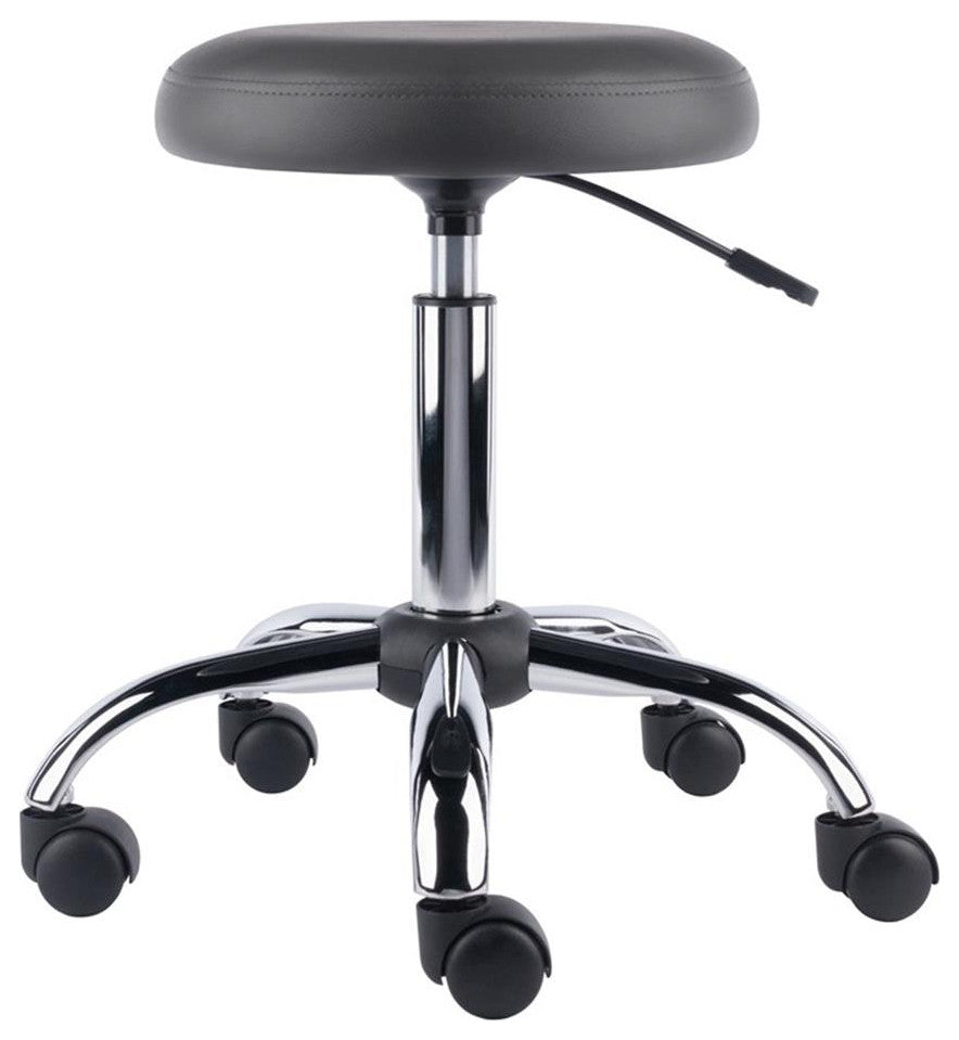 Clyde Adjustable Cushion Seat Swivel Stool, Charcoal and Chrome