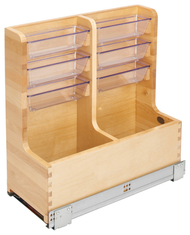 Wood Vanity Sink Pull Out Organizer With Soft Close, 8.75"