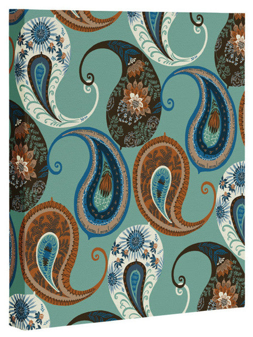 Deny Designs Pimlada Phuapradit Teal Floral Paislys Art Canvas