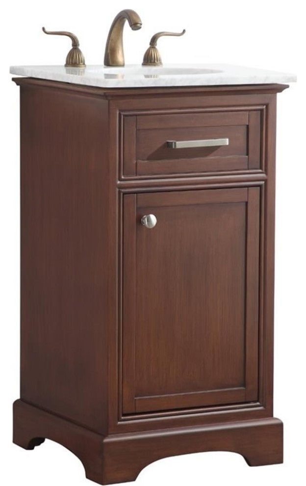 Elegant Decor Americana 19" Single Marble Top Bathroom Vanity in Teak