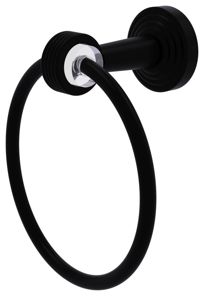 Pacific Beach Towel Ring with Groovy Accents, Matte Black