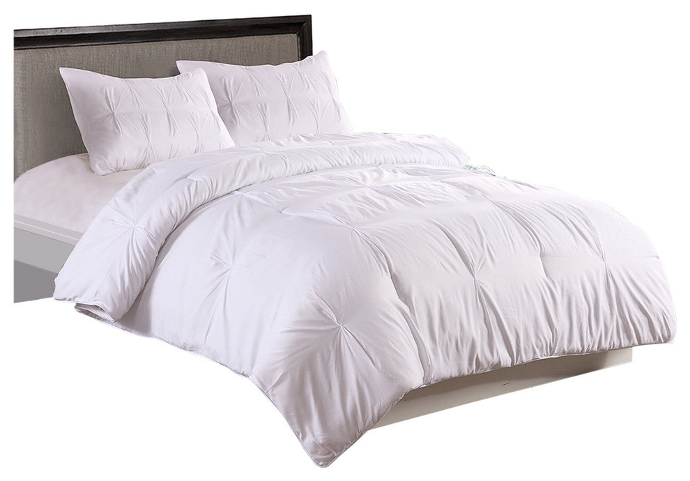 Lotus Home Pintuck Comforter Mini Set, Water/Stain Resistance, Full/Queen, White
