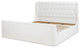 Brooks Contemporary Tufted Shelter Platform Bed, Antique White Polyester, King