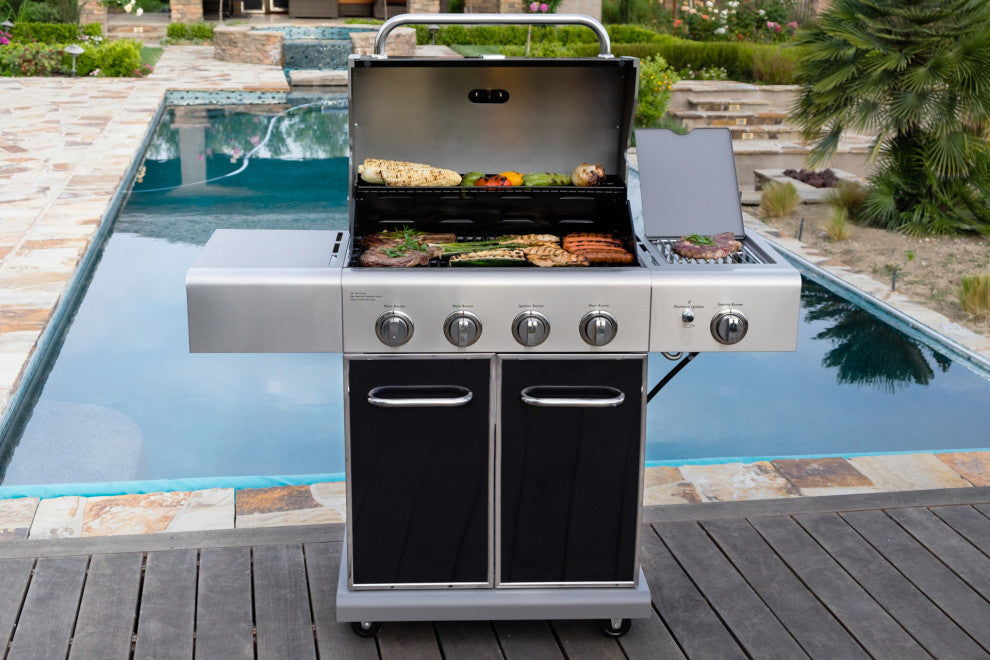 Kenmore 4 Burner with Searing Side Burner Gas Grill in Black and Chrome