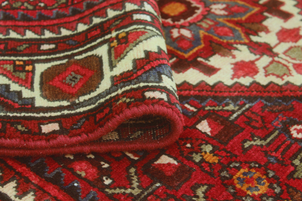 Fine Vintage Distressed Nahid Red/Ivory Runner, 3'11 x 9'11