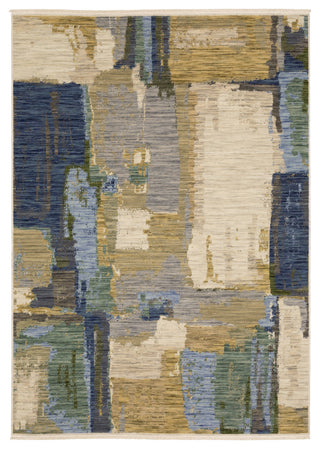 Saturn Abstract Palette Blue/Green Wool Blend Area Rug Runner 2'6" x 12'