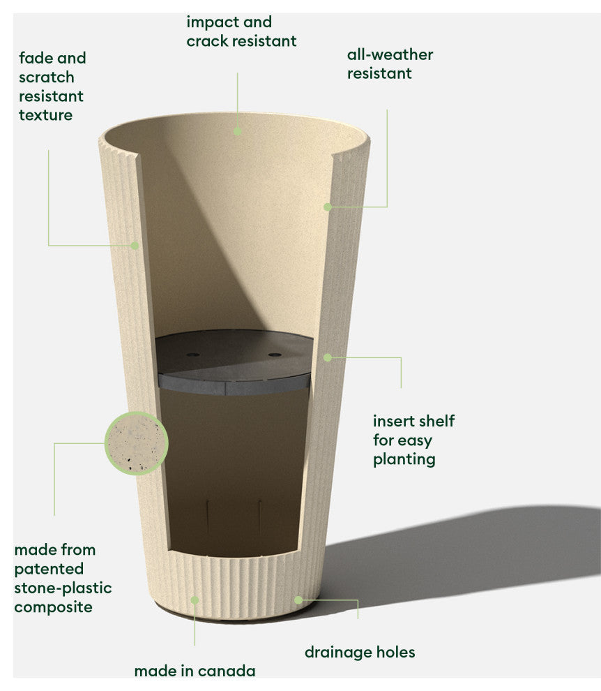 Veradek Demi Series Tall 26" Planter, Sand, 1 Pack