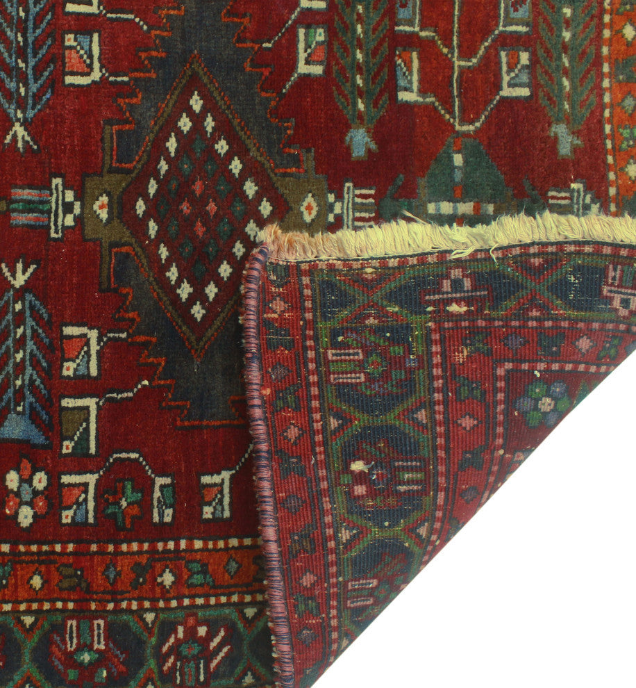 Fine Vintage Distressed Aria Red/Green Runner, 3'7x12'2