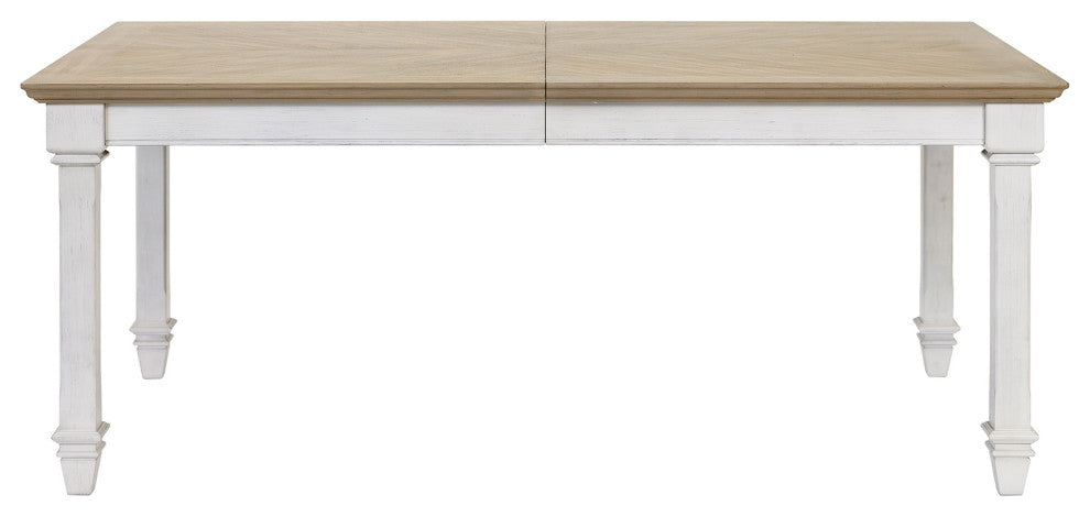 Traditional Wood Kitchen Extension Dining Table and 8-Chairs, White