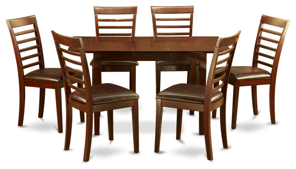 7 Pc Small Table Set - Kitchen Table With Leaf And 6 Kitchen Dining Chairs