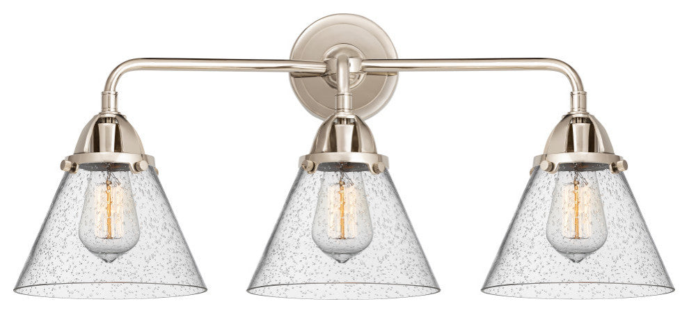 Large Cone Bath Vanity Light, Polished Nickel, Seedy, Seedy