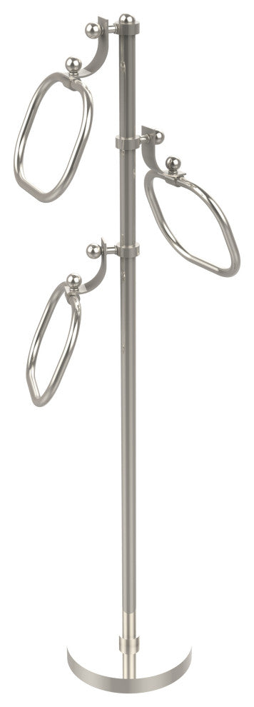 Towel Stand with 9" Oval Towel Rings, Polished Nickel