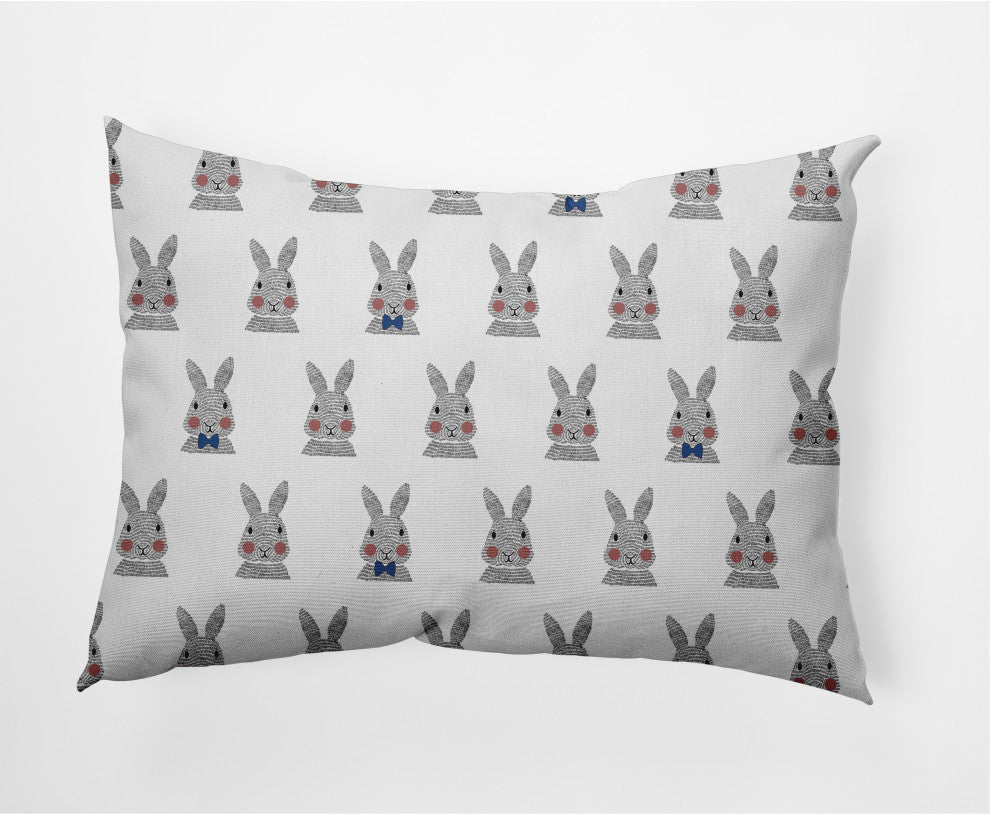 Bunny Fluffle Easter Decorative Lumbar Pillow, Dark Cobalt Blue, 14x20"