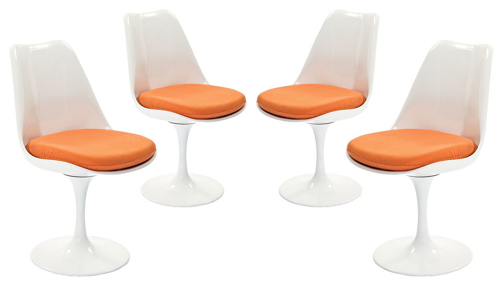 Modern Orange Tulip Dining Side Chair Fabric Set of 4
