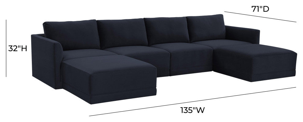 Willow Navy Modular U Sectional