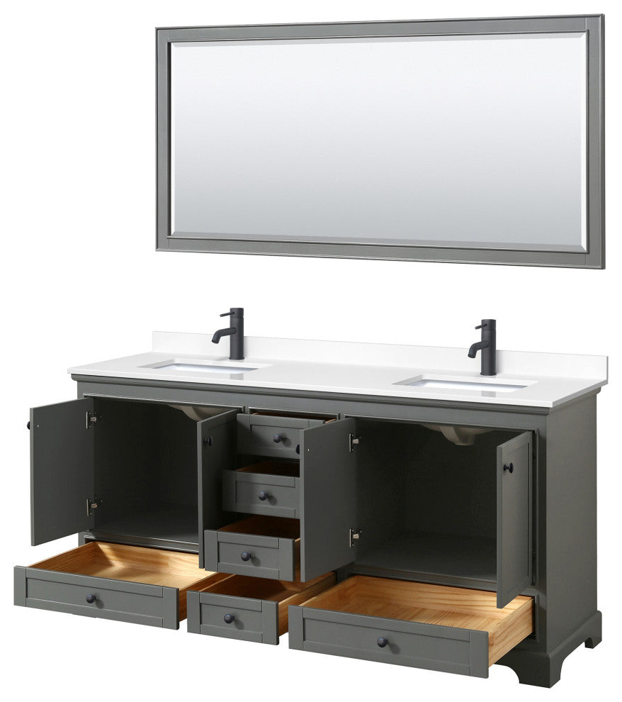 Wyndham Collection WCS202072D-VCA-M70 Deborah 72" - White / Carrara Cultured