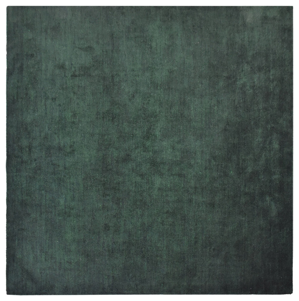 Hand Knotted Loom Silk Mix Area Rugs Solid Dark Green