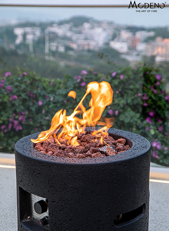 Lava Tube Black Concrete 28" Tall Fire Column by Modeno
